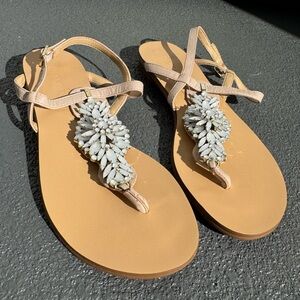 IVANKA TRUMP white jeweler sandals size 5.5 women’s‎